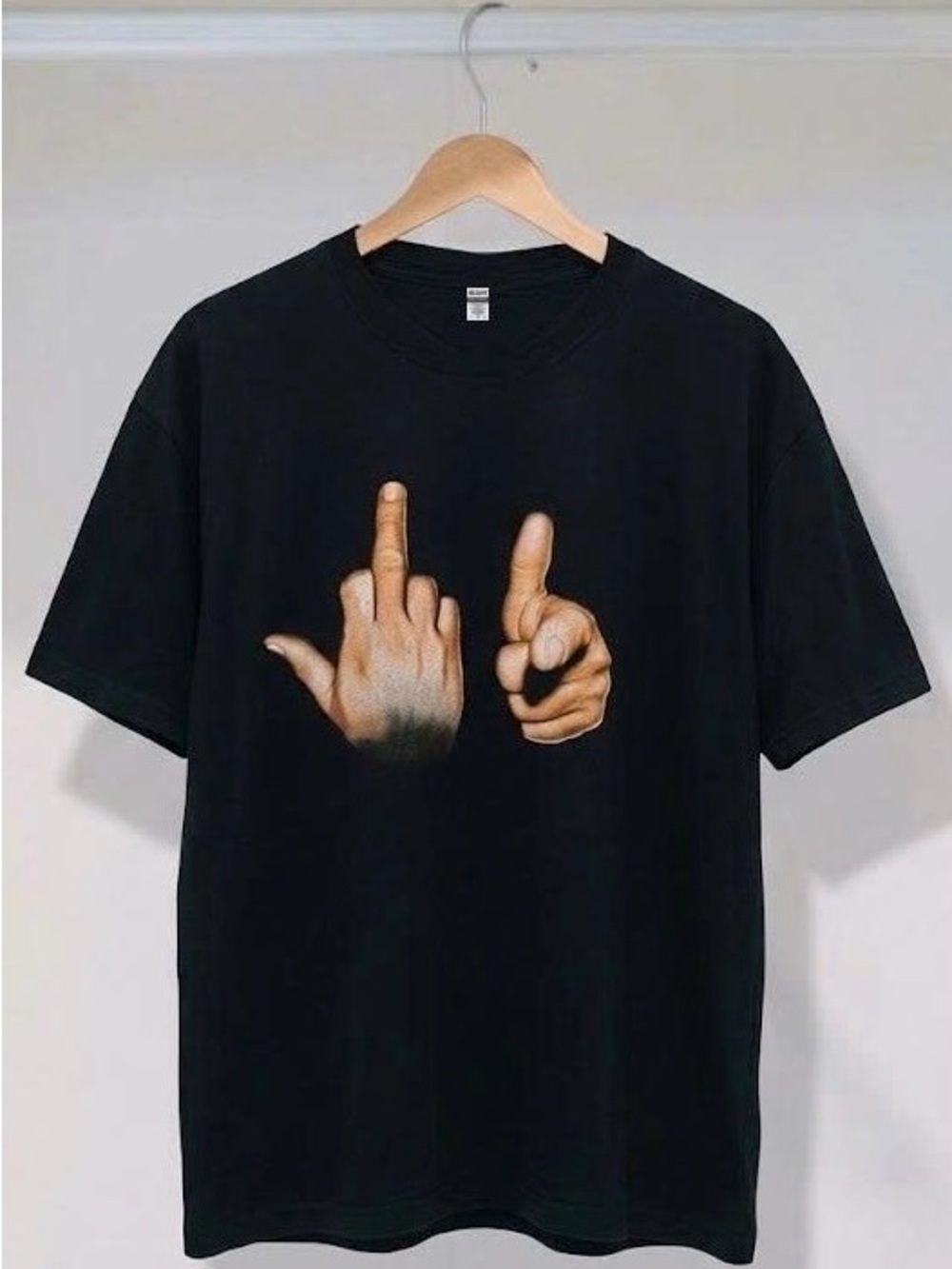Middle Finger Hand Gesture Graphic T-Shirt Black Edgy Streetwear Hip Hop Tee